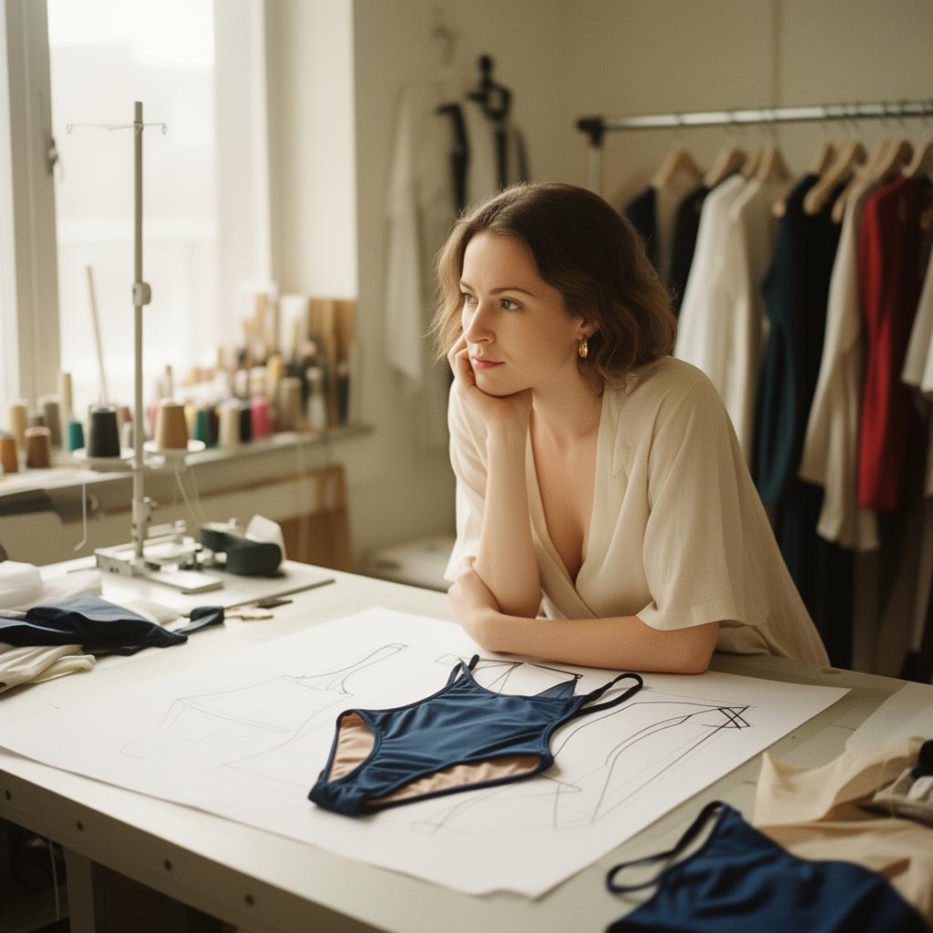 The founder at her studio workbench